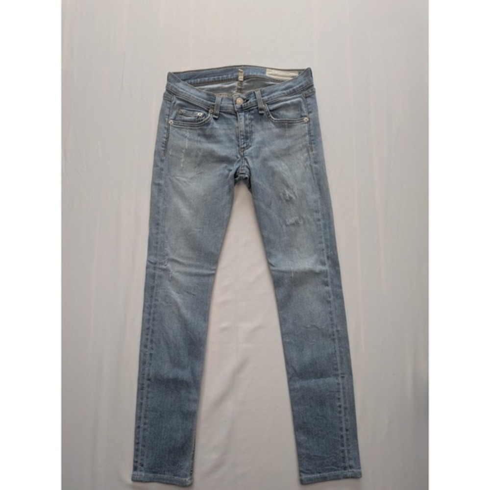 Rag & Bone JEAN Skinny Jeans Harbour Light Wash Distressed Size 25‎ Low Rise